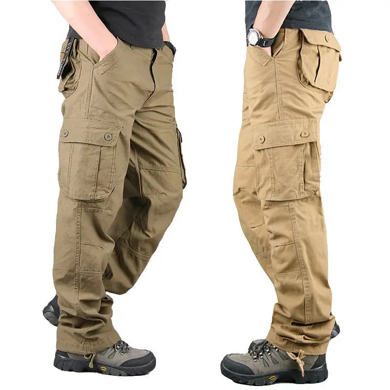 

2024 Men's Autumn Outdoor Overalls Straight Military Style Casual Multi-Pocket Work Pants