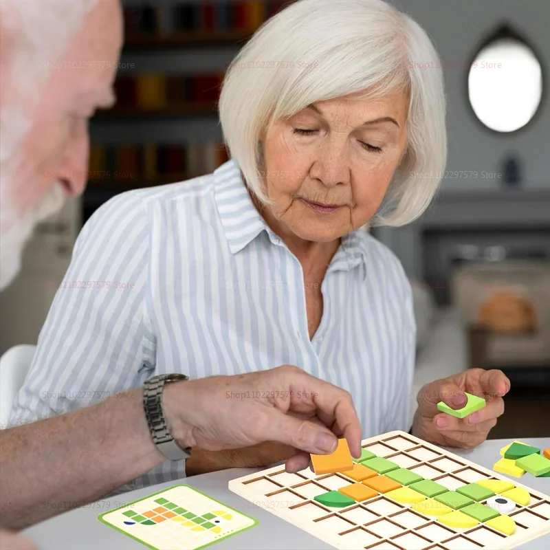 เกมโมเสกไม้สีสันรูปทรงใหม่ ของเล่นเสริมพัฒนาการเด็กเล็ก ตัวต่อจิ๊กซอว์ บล็อกรูปแบบ สำหรับเป็นของขวัญเด็กวัยหัดเดิน