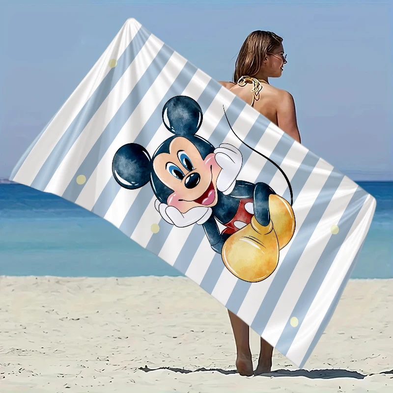 

Mickey Mouse Beach Towel Elastic Great for Beach, Pool, Travel Party Easter Swimming QuickDry Fiber Lightweight Fabric Easy Fold
