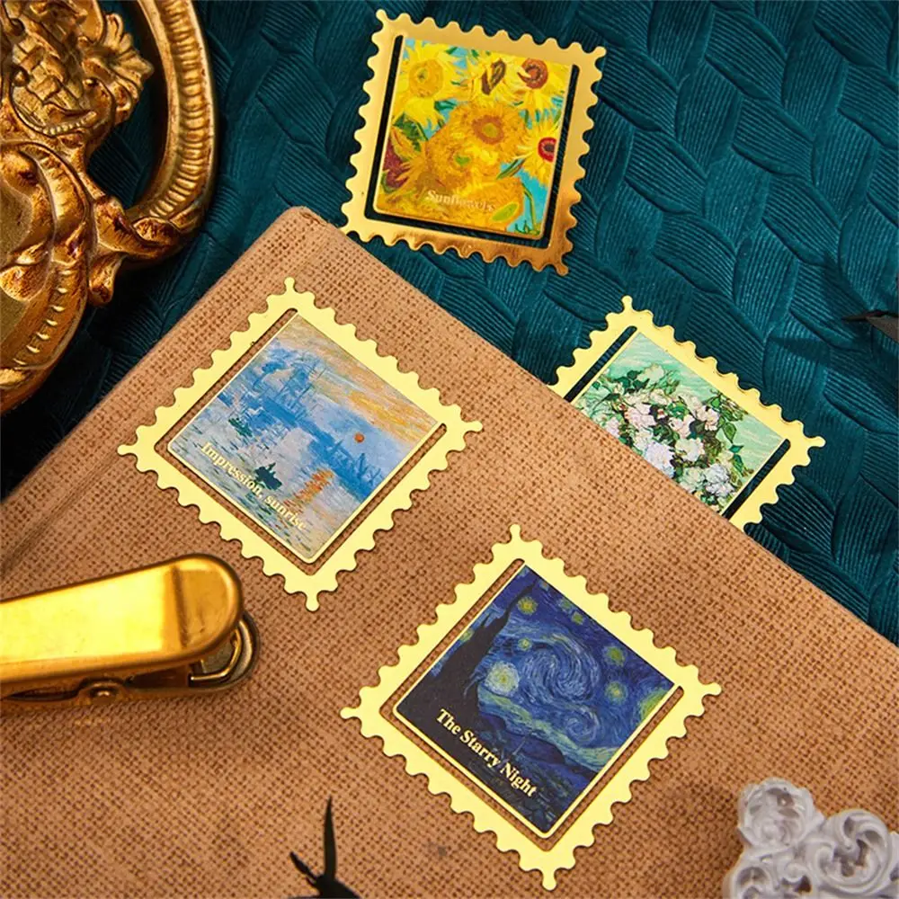 Oil Painting Bookmark Elegant Roses Dazzling Starry Insert Book Clips Metal Flower Scenery Book Page Holder Stationery