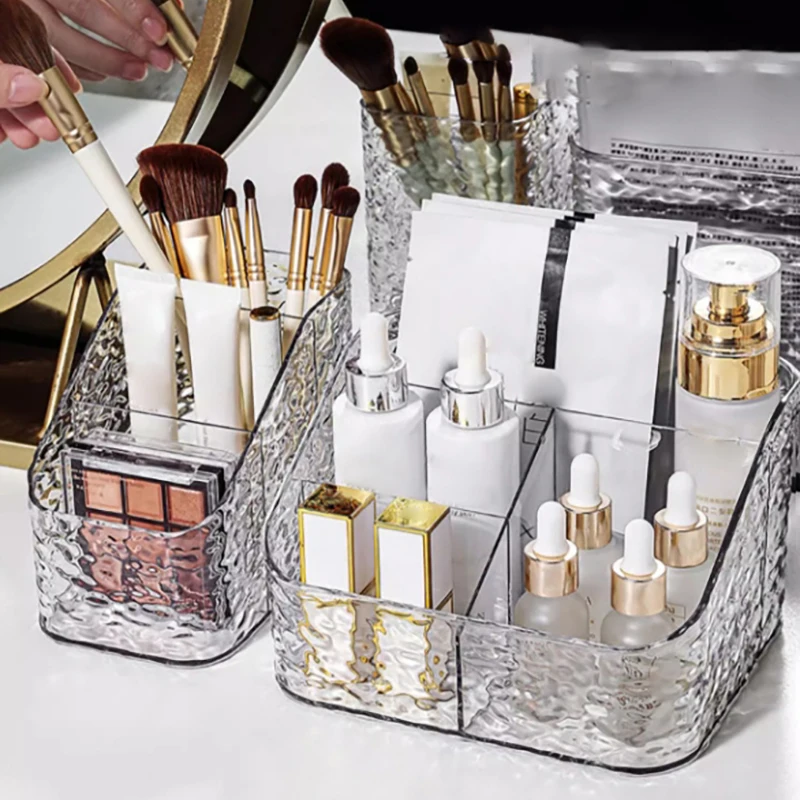 

Clear Acrylic Makeup Brush Holder Desk Cosmetic Organizer Lipstick Storage Box Nail Polish Display Stand Rack Jewelry Case