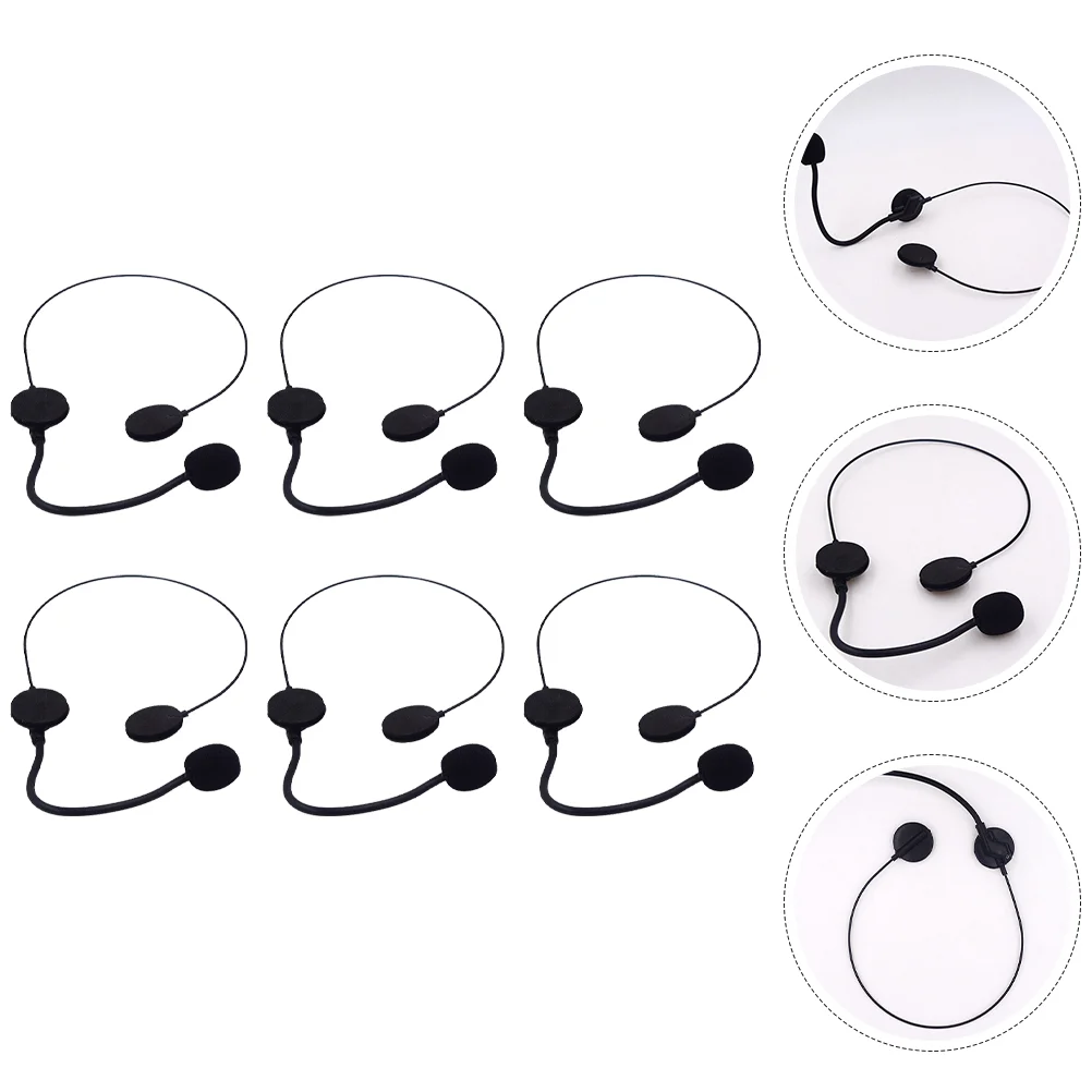 6 Pcs Toy Microphone Masquerade Fake Headphone Props Black Punk Carnival Cosplay Microphones Headset Halloween Plastic