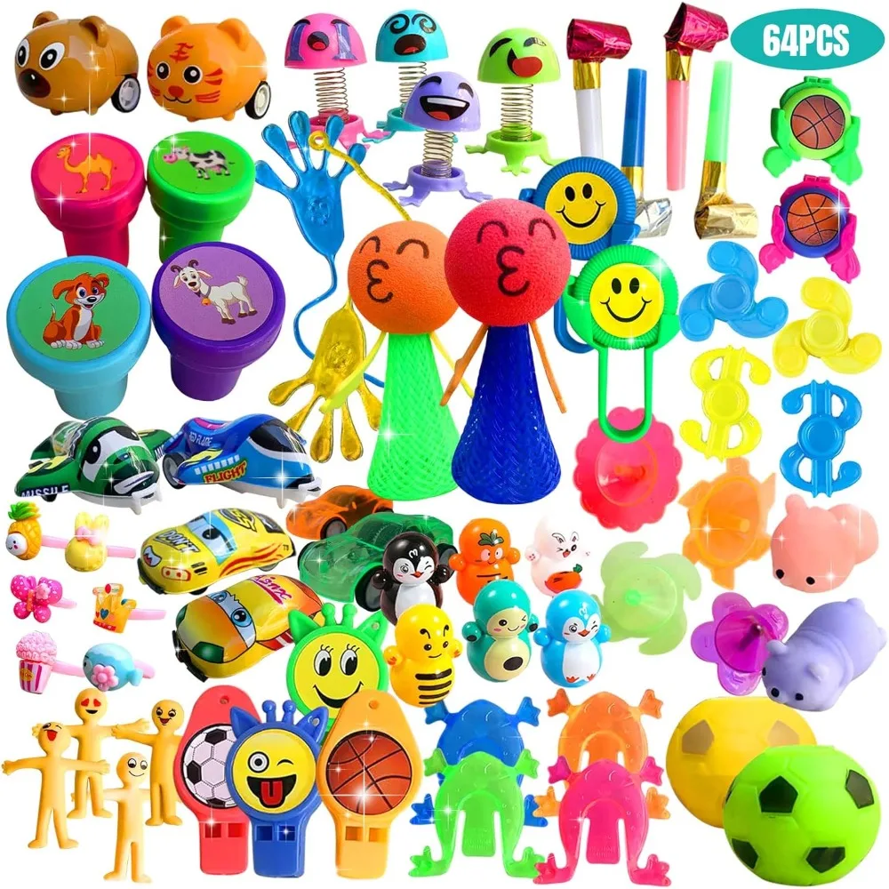 

Party Favors for Kids, 64 Pcs Small Toys Prizes Bulk, Easter Basket Goodie Bag Stuffers, Pinata Egg Fillers, Treasure Box Toys