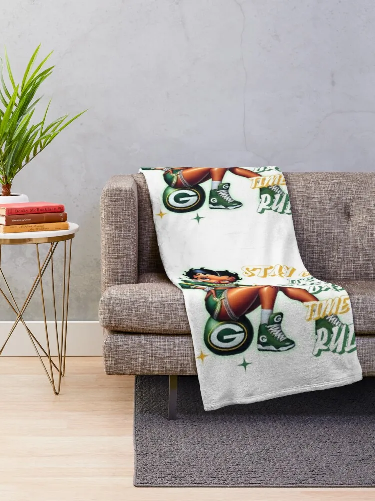 Green Bay Packers Fan Art - Vintage Cartoon Style Throw Blanket Nap Tourist Luxury Polar Blankets