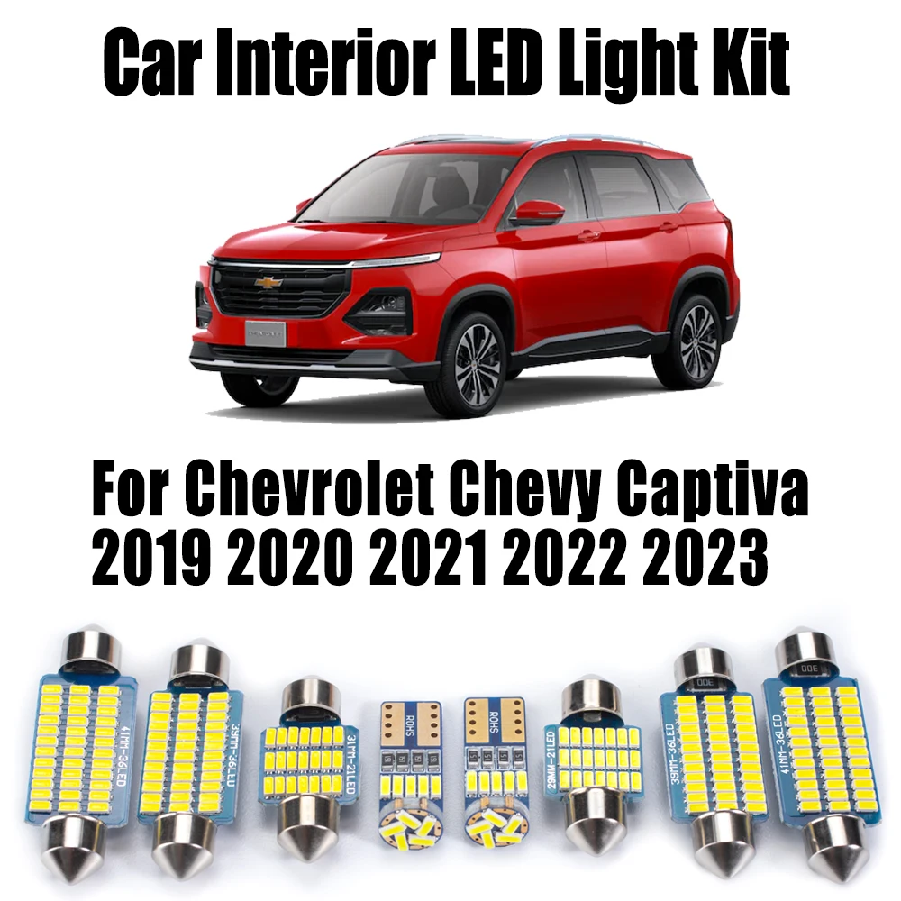 

7Pcs Canbus Vehicle LED Interior Map Dome Trunk Reading Light Kit For Chevrolet Chevy Captiva 2019- 2022 2023 Car Accessories
