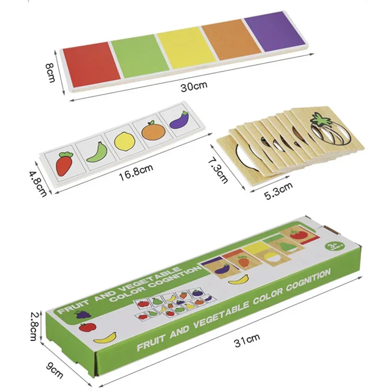 En bois Montessori éducation précoce fruits légumes appairage enfants jeu de reconnaissance des couleurs jouets éducatifs pour les enfants