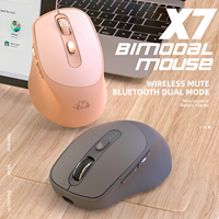 X7 Wireless Mouse Pink Color Bluetooth Dual Mode Silent Design, Power Linght, 5-speed DPI, Original Phase Sensor 3212