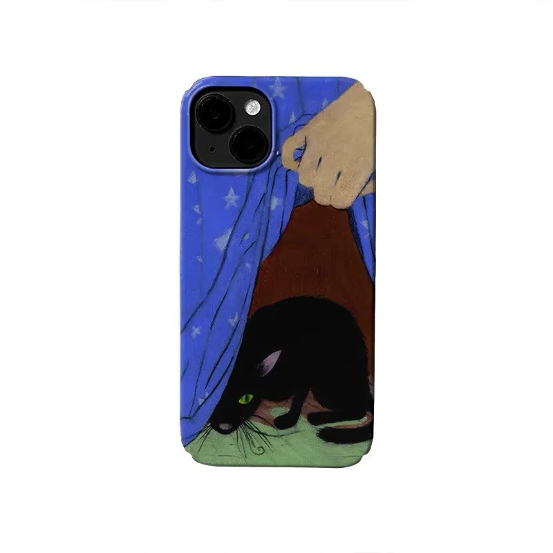 

Ins Blue Magic Black Cat Phone Case for IPHONE 17 Air 16E 15 PROMAX 14 Plus 13 12 MINI 11 PRO 16Plus XR SE Acrylic Phone Cover