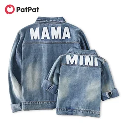 PatPat Family Matching Outfits Lapel Button Down Long-sleeve Distressed Denim Jacket for Mother and Daughter Matching Clothing