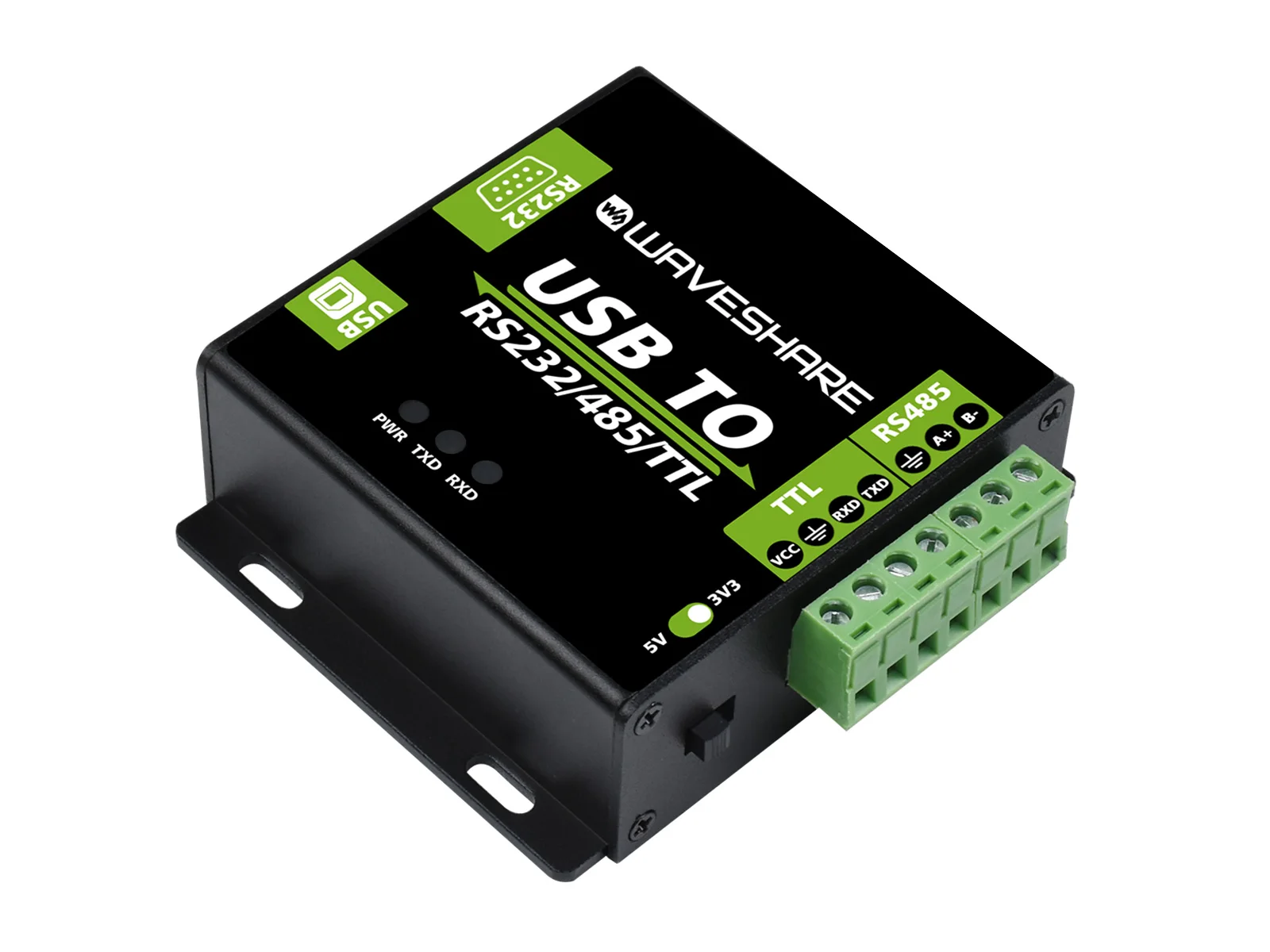 Waveshare FT232RNL/CH343G USB TO RS232/485/TTL Interface Converter, Industrial Isolation