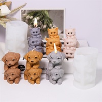 Cute Stacked Cat Candle Silicone Mold Handmade 3D Labrador Animal Aromatherapy Gypsum Resin Doll Mold Home Decoration Gift