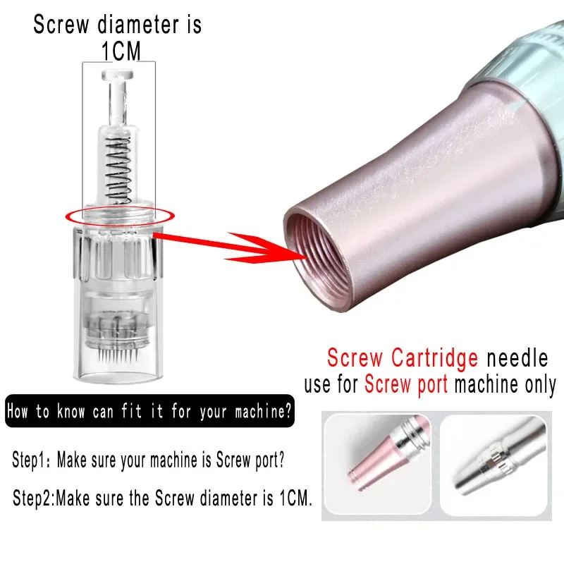 100/50/10pcs Screw Slot Derma pen Cartridge Needle For Electric Microneedling Mesotherap 9/12/24/36/ 42/ Nano Pin MTS Skin Care