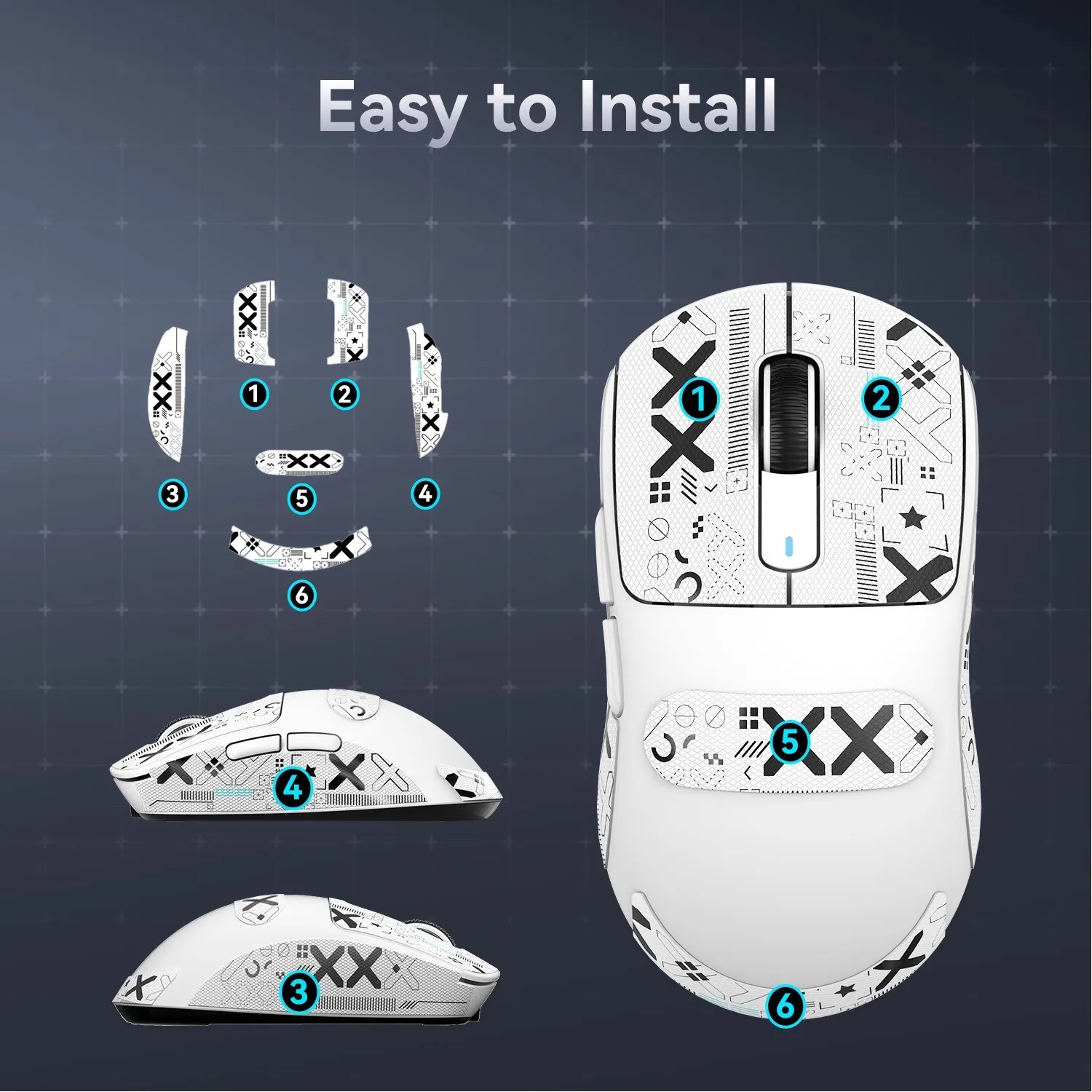 

1 комплект противоскользящей наклейки для мыши для Attack Shark X3 / X3 Pro / X11 / X6, нескользящая лента против пота, ультратонкая