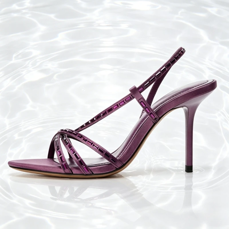 Shiny Rhinestone Detail Purple – Rhinestone Sandal Women recenzja i cena