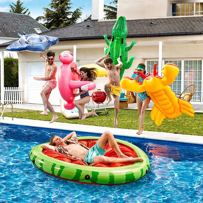 Adult Water Mount Flamingo Swimming Ring Toy Children's Unicorn Floating Pool Inflatable Floating Bed