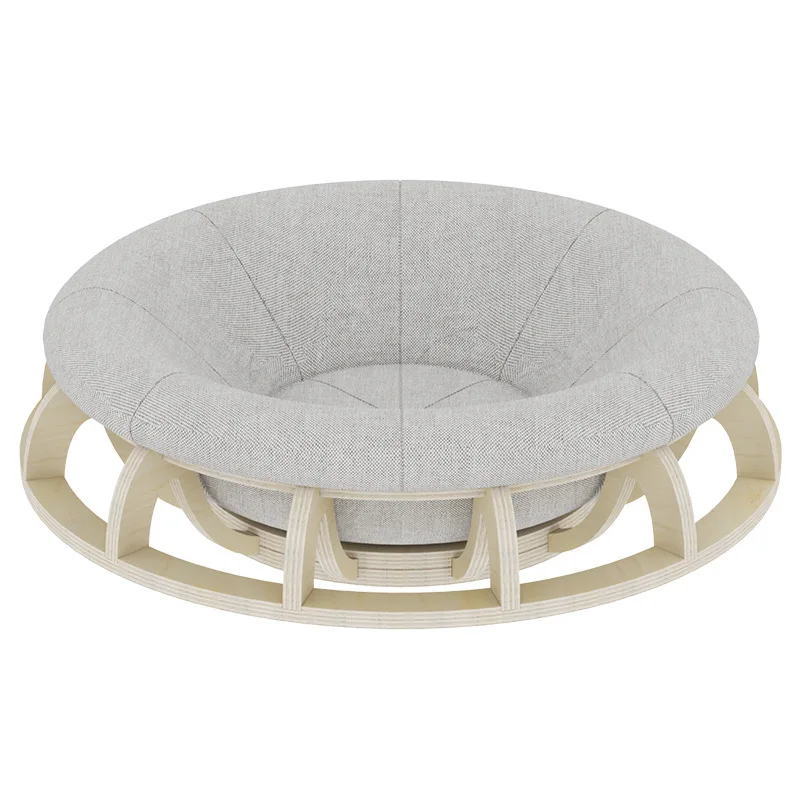 

winterRound Wooden Cat Bed Gyroscope Design Pet House Four Seasons Universal Soft Fabric Dog Bed Cozy Pet Sleeping Nest Removabl