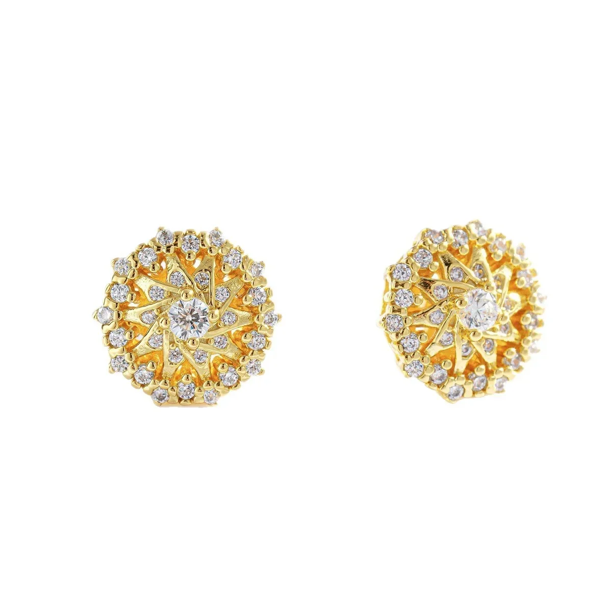 PT950 platinum gold stud earrings for women, full diamond snowflake style earrings, versatile and fashionable