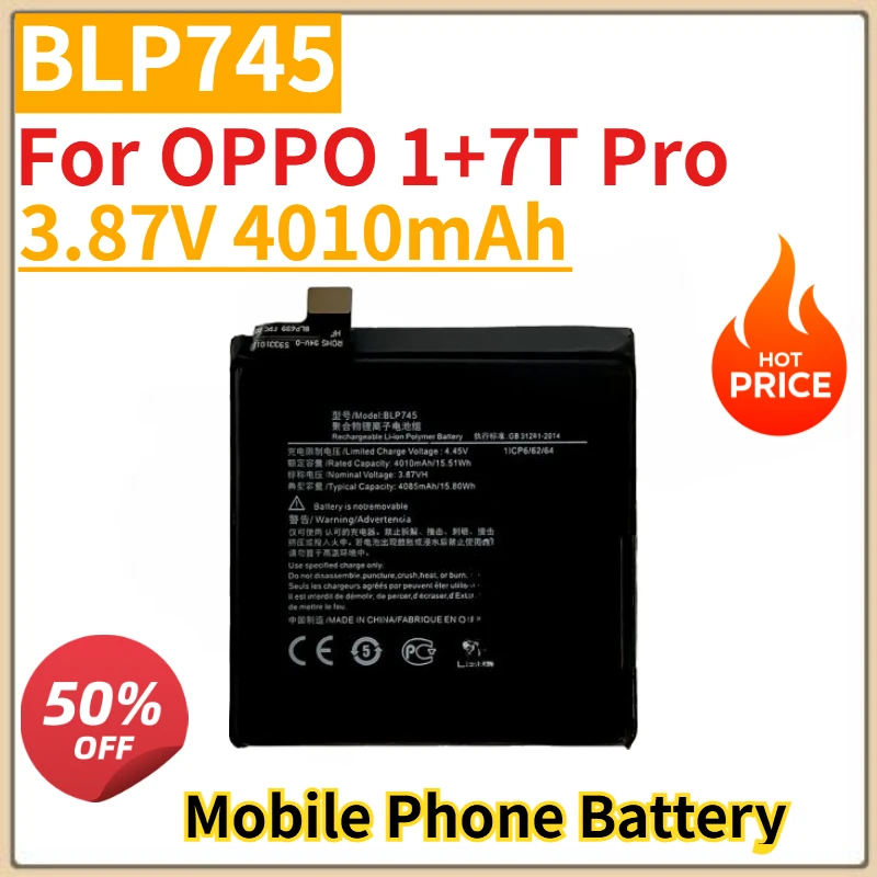 

High Quality New BLP745 Mobile Phone Battery 3.87V 4010mAh For OPPO 1+7T Pro Replacement Battery