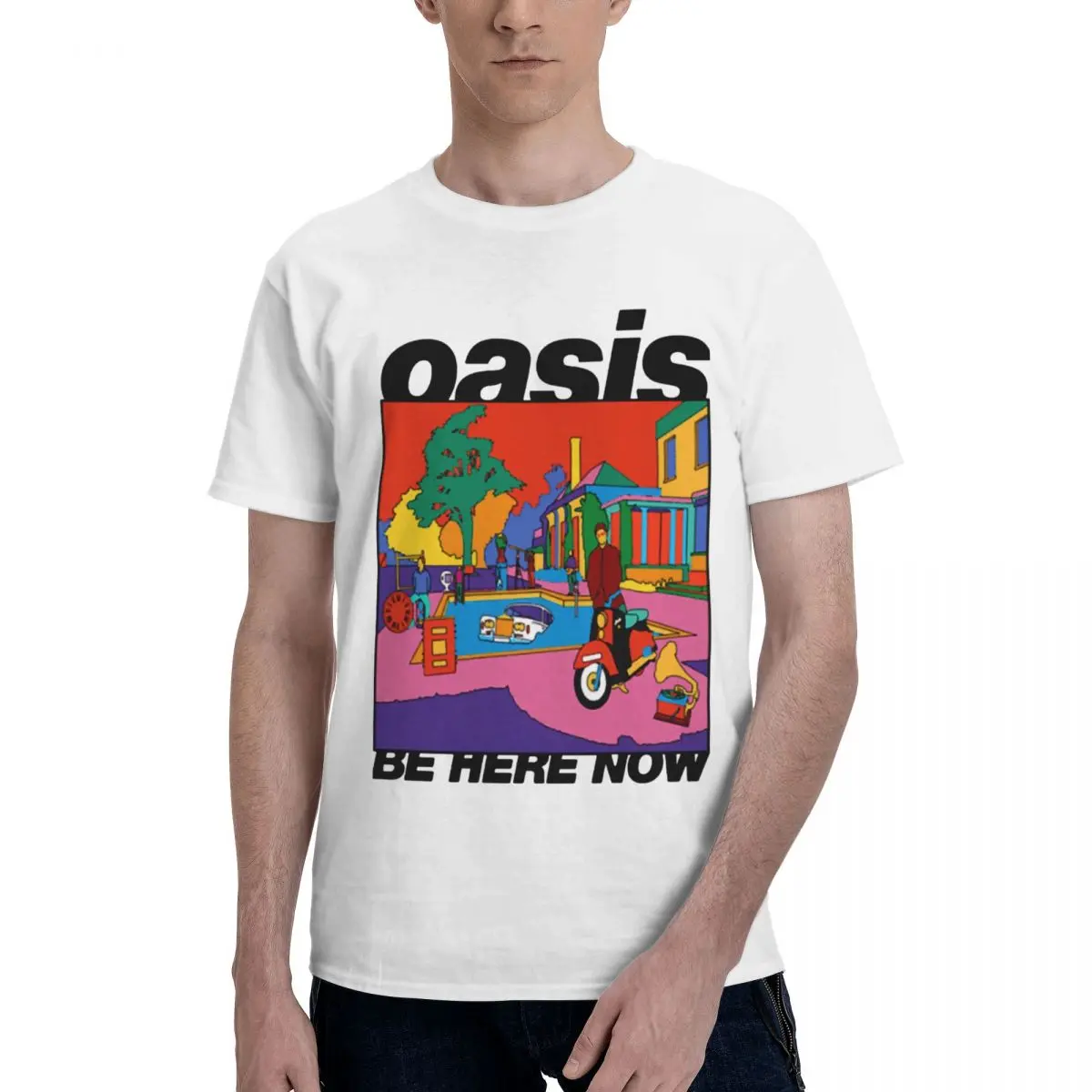 Be Here Now Illustration Rock Band O-Oasis T Shirt O-neck Pops Mens Women T-Shirt Graphic Y2K Clothing