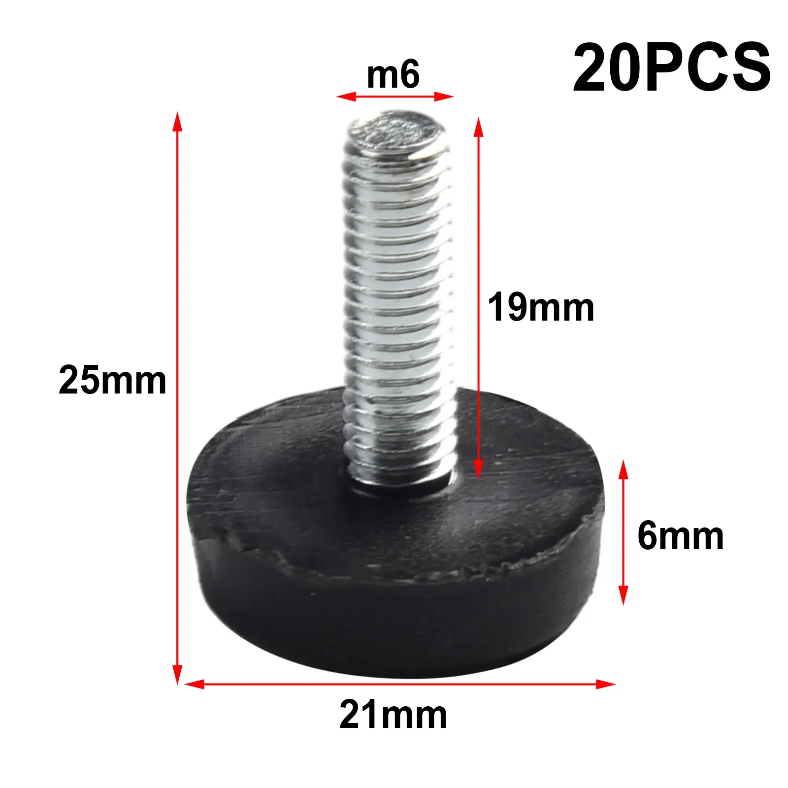 20pcs Screw On Type Leveling Feet Furniture Table Chair Glide Leveler Foot Adjustable M6 Furniture Mat Sofa Bed Floor Protector