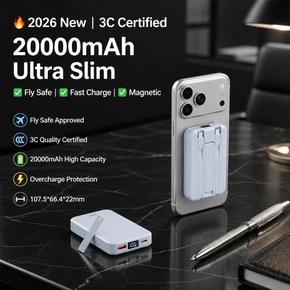 20000mAh Ultra Slim Magnetic Power Bank 3C Certified Fly Safe Wireless Fast Charging for Xiaomi Samsung Android power bank