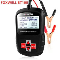 Best FOXWELL BT100 Pro 12V Car Battery Tester For Flooded AGM GEL 100 to 1100CCA 200AH Battery Health Analyzer Diagnostic Tool