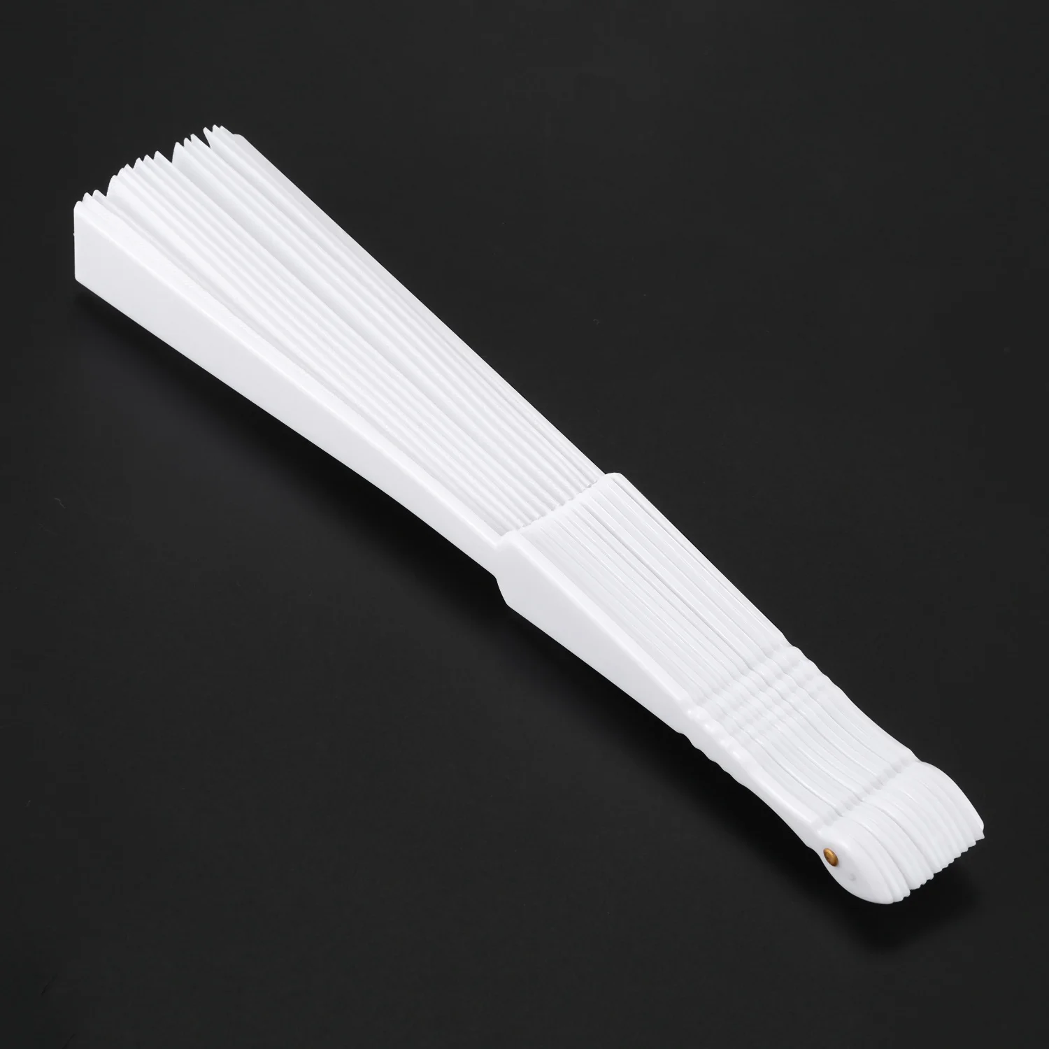 A013 Abanico plegable de mano de tela plástica para damas y hombres blanco
