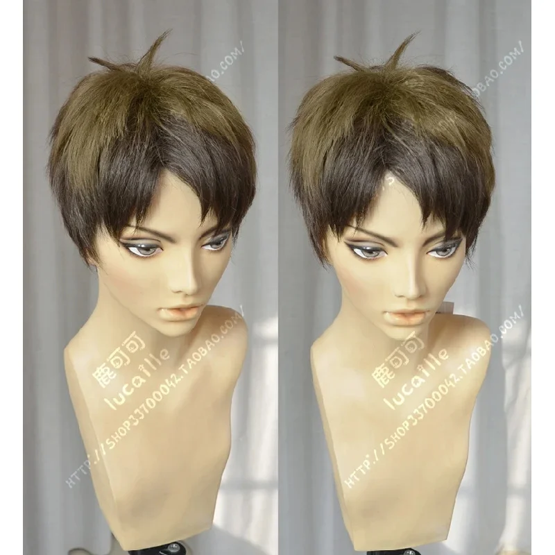 Anime Volleyball Wakatoshi Ushijima Short Camel Ombre Heat Resistant Cosplay Costume Wig Free Wig Cap