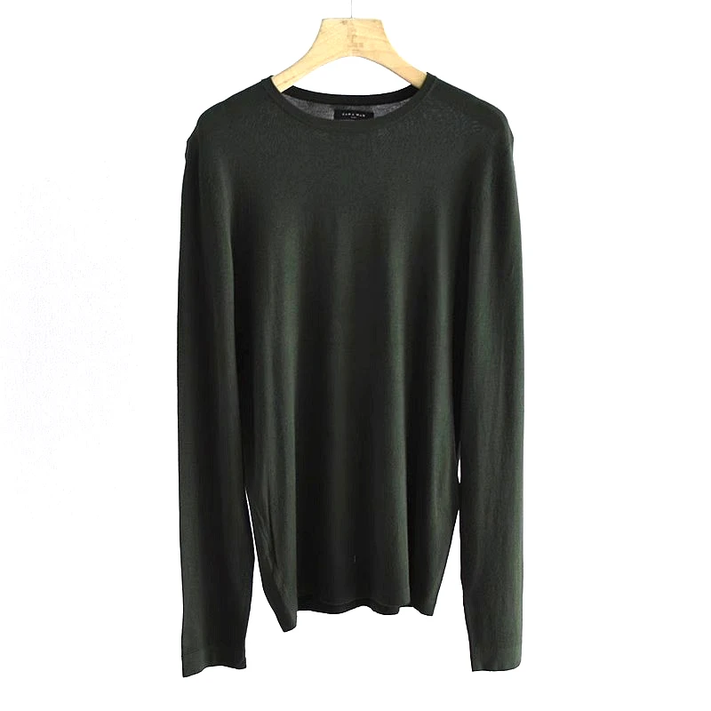 

Мужской тонкий трикотажный свитер Slim Fit с круглым вырезом и длинным рукавом, однотонный, для весны и осени, базовый слой, свободный крой