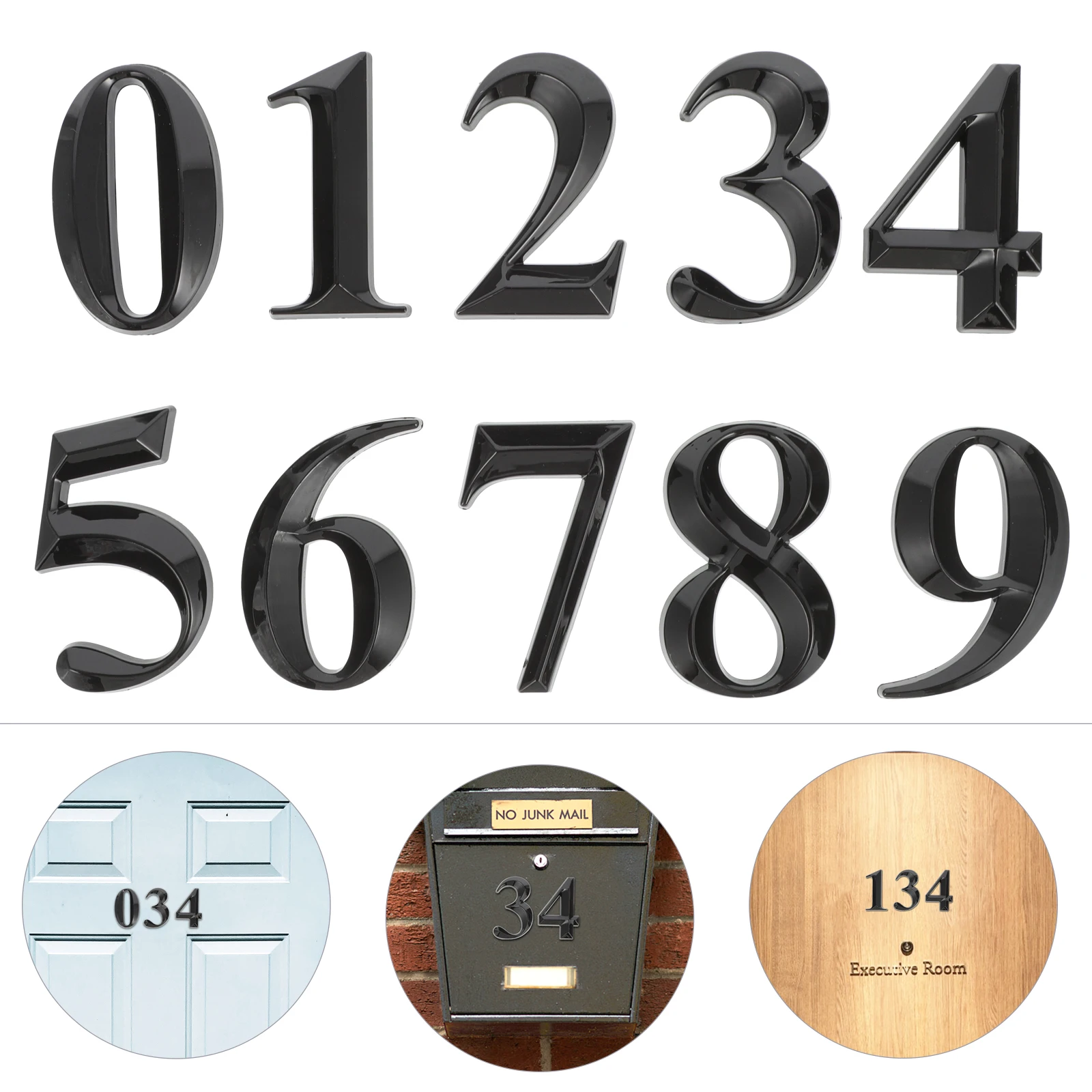 

Stick Number Stickers Room Numbers for Doors Reflective Black Resin outside House