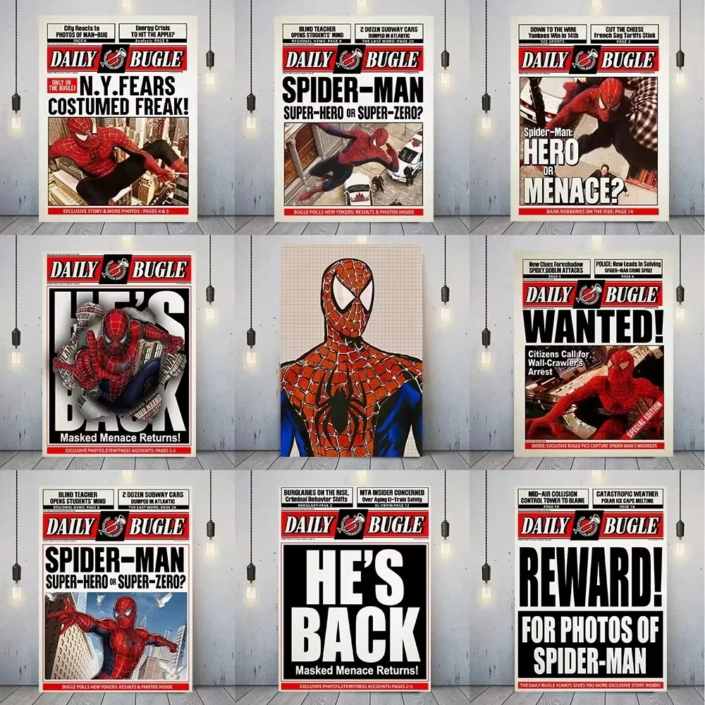 Póster y estampado divertido de Spiderman de Marvel, pintura en lienzo HE'S BACK, arte de pared de cómic, decoración para sala de estar, regalo para el hogar