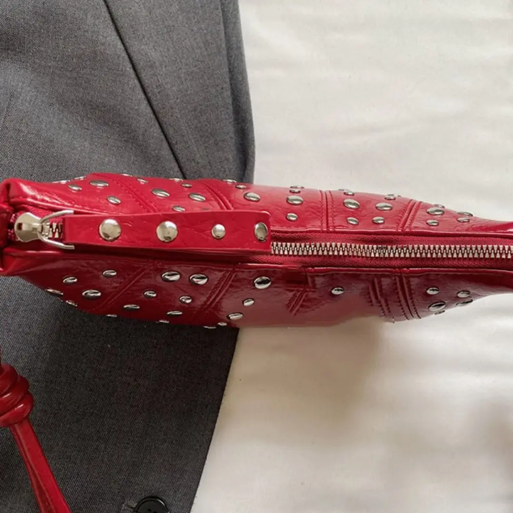 حقيبة كروسبودي حقيبة كتف كرواسون حزمة صغيرة بلون المسامير بولي Dumplings حقيبة الكورية نمط براون الشرير نمط حقائب اليد سيدة #3