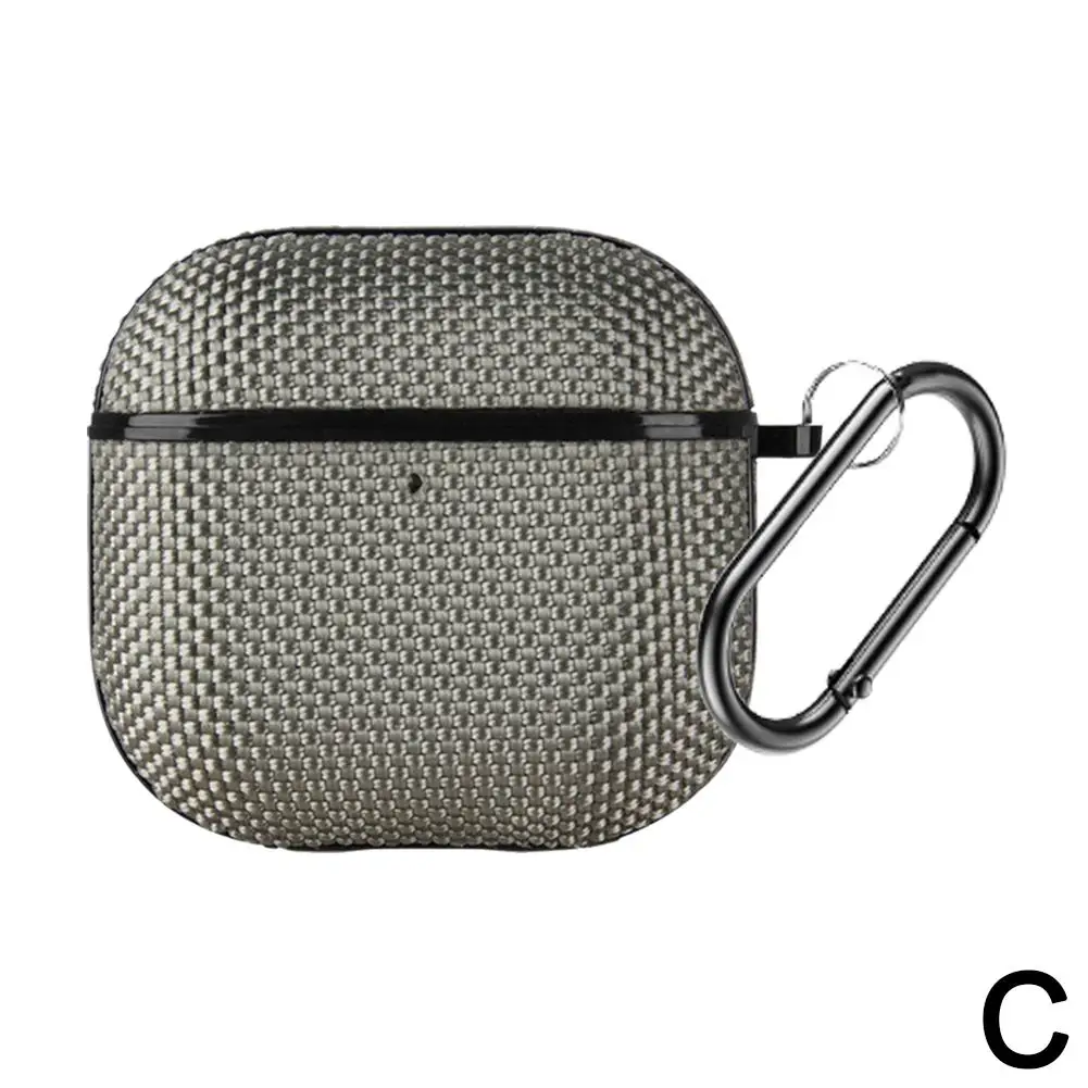 New For Apple AirPods 4 Leather Nylon Earphone Case All Inclusive Anti Drop TPU Headphone Protective Cover With Metal Buckl G4H0