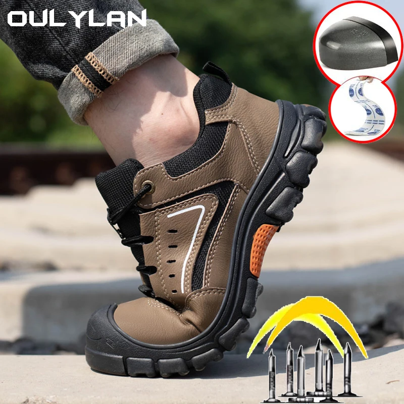 

Safety Protect Shoes for Men Cozy Breathable Anti Slip Soft Sole Anti-smashing Puncture Steel Toe Wear-resistant Sneaker for Men