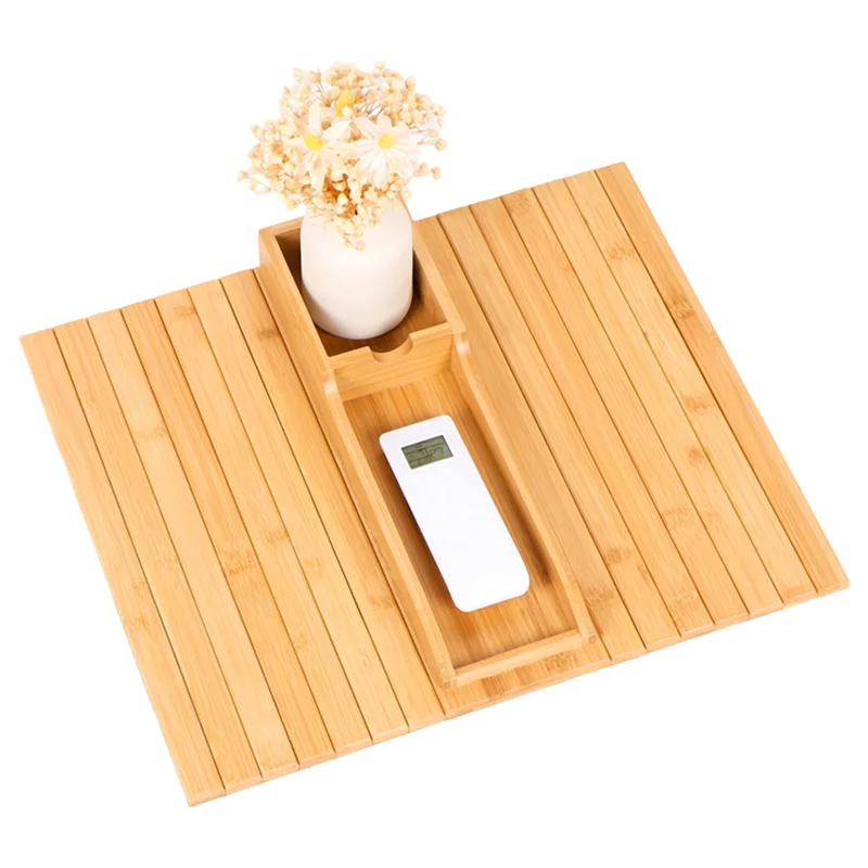 ABWZ-Foldable Bamboo Armrest Tray For Couch For Cups Anti-Slip Arm Cup Holder For Sofa Protection