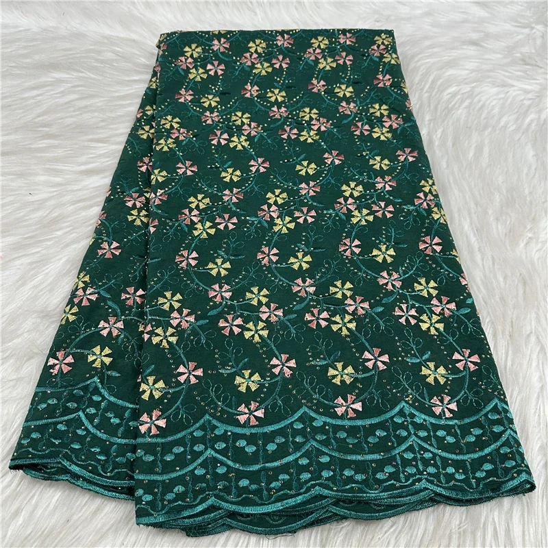 

5 yard With Scarf Swiss lace fabric Dry lace embroidery African 100% cotton fabrics Swiss voile lace Dubai style 18L1101505