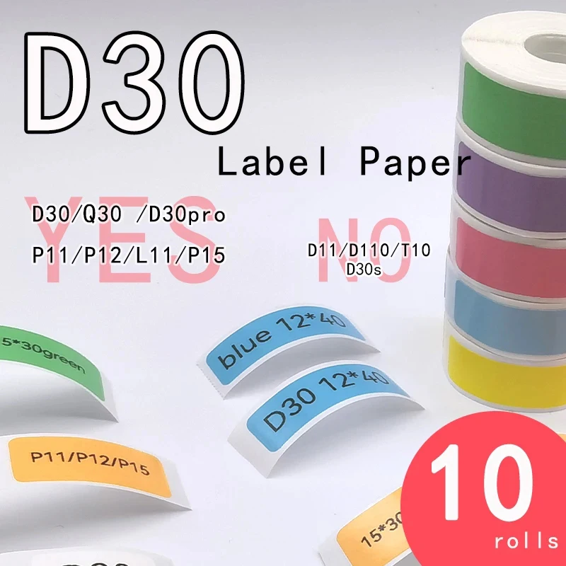 D30 Thermal Label D30 label tape 14*30 colorful Adhesive Lable Paper Suit for P15 Q30Label tape P11 T