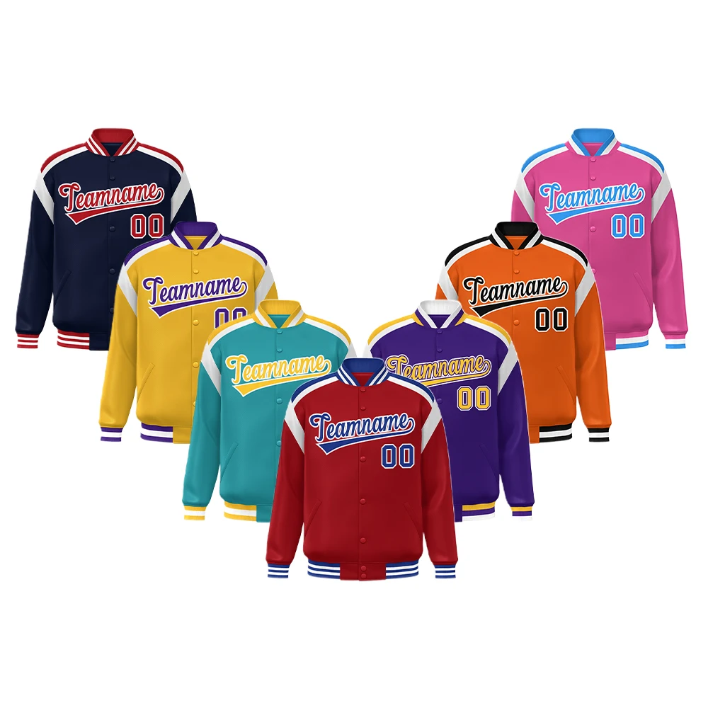 

Custom Oem High Quality Mens Coats Polyester Fabric Keep Warm Bomber Letterman Baseball Plus Size Men's Jackets