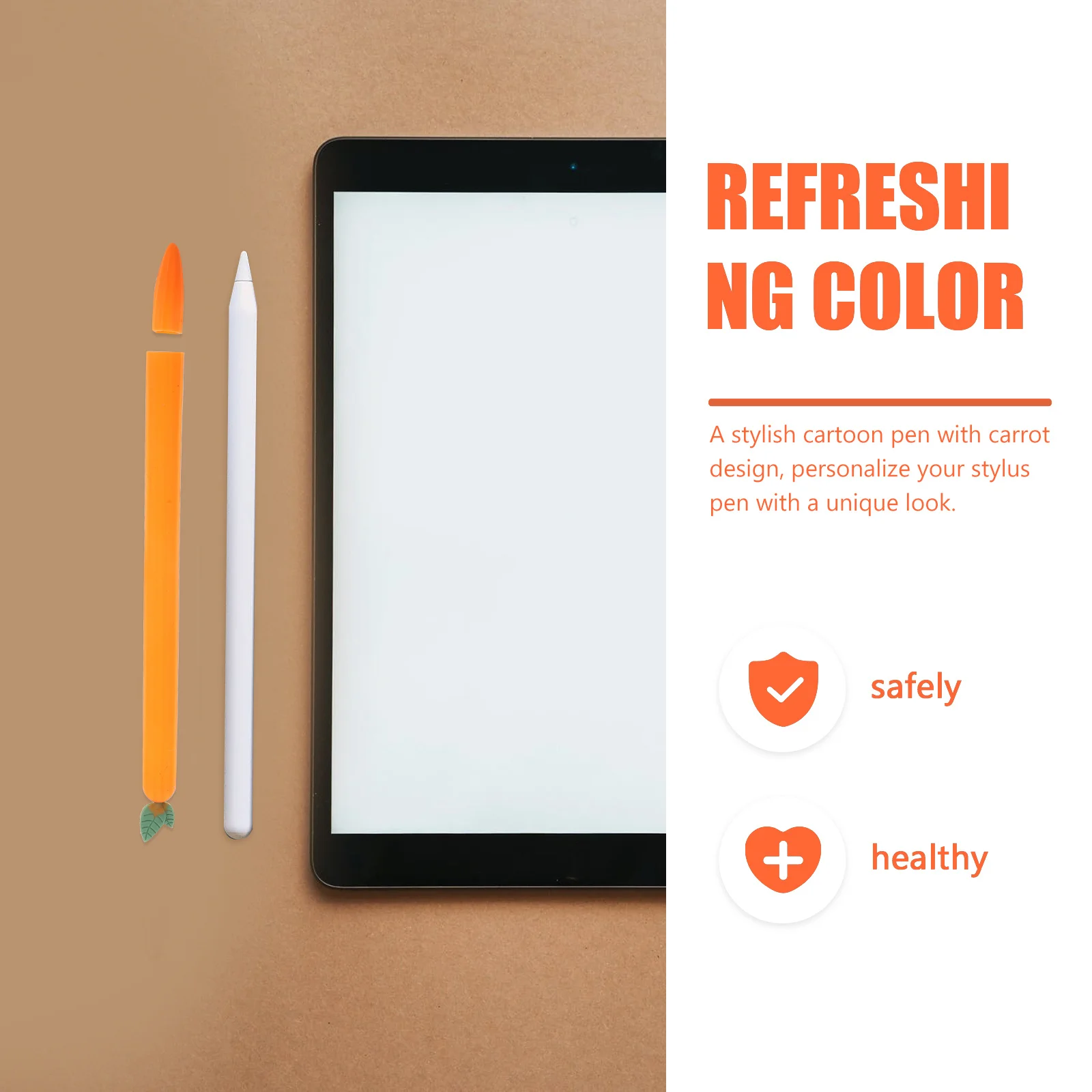 

1 шт., чехол для стилуса-карандаша, силиконовый защитный чехол, мультяшный морковный дизайн, ручка, полная защита на 360 градусов, чехол для стилуса