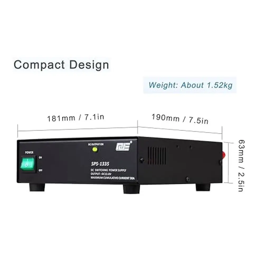 Kompaktowy zasilacz stołowy 30 Amp AC-to-DC 13,8 V Stałe wyjście SPS-1335 Ochrona ładowania akumulatora