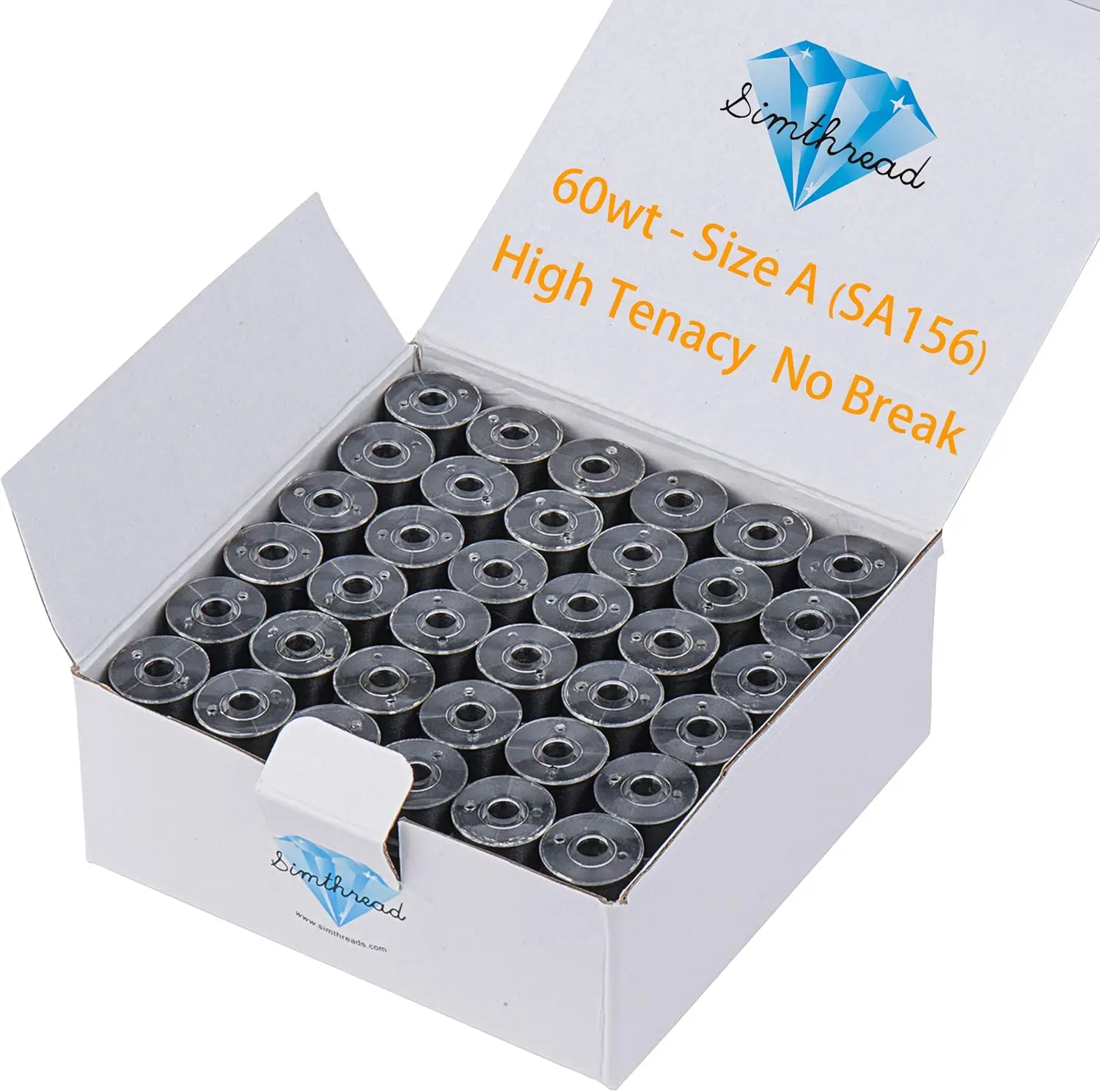Simthread 144 Pcs Plastic Sided Prewound Bobbin Thread Set 60wt Size A Size L Black and White for Embroidery and Sewing Machines