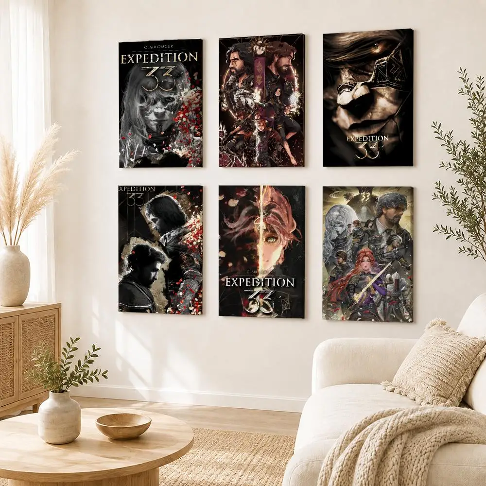 Classic C-Clair Obscur E-Expedition 33 game Poster Self Adhesive Wall Art Decor for Bedroom Living Room Office Home Decor Gift