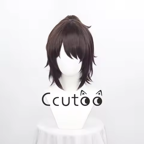 Anime Titan Final Season 4 Hange Zoe Cosplay Hange Zoe 35cm Dark Brown Wig With Ponytail Heat Resistant Hair Anime Cosplay Props