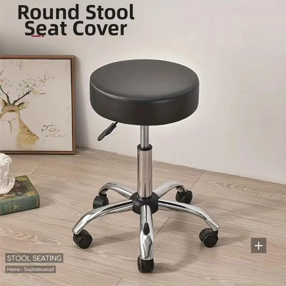 

4Pcs PU Leather Round Chair Seat Cover Elastic 28-40cm Size Bar Stool Seat Cushion Protectors Anti-dirty Waterproof Protection