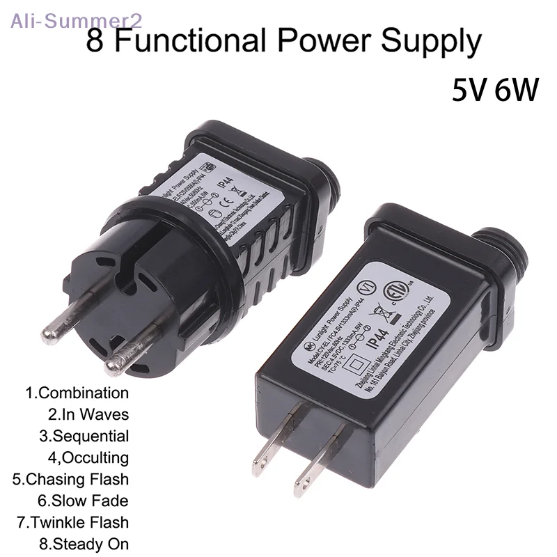 {Summer2}EU/US Plug DC 5V 6W 8 Functional SELV LED Lamp Driver Switch Adapter IP44 Waterproof Laser Lighting Power Supply