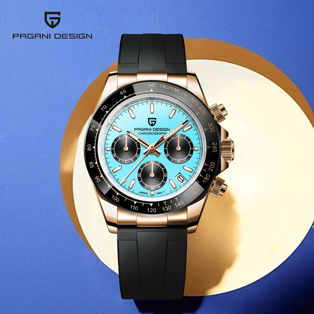 

Часы PAGANI DESIGN, новые золотые и синие роскошные кварцевые часы из нержавеющей стали для мужчин, ретро-часы с сапфировым стеклом, водонепроницаемый хронограф