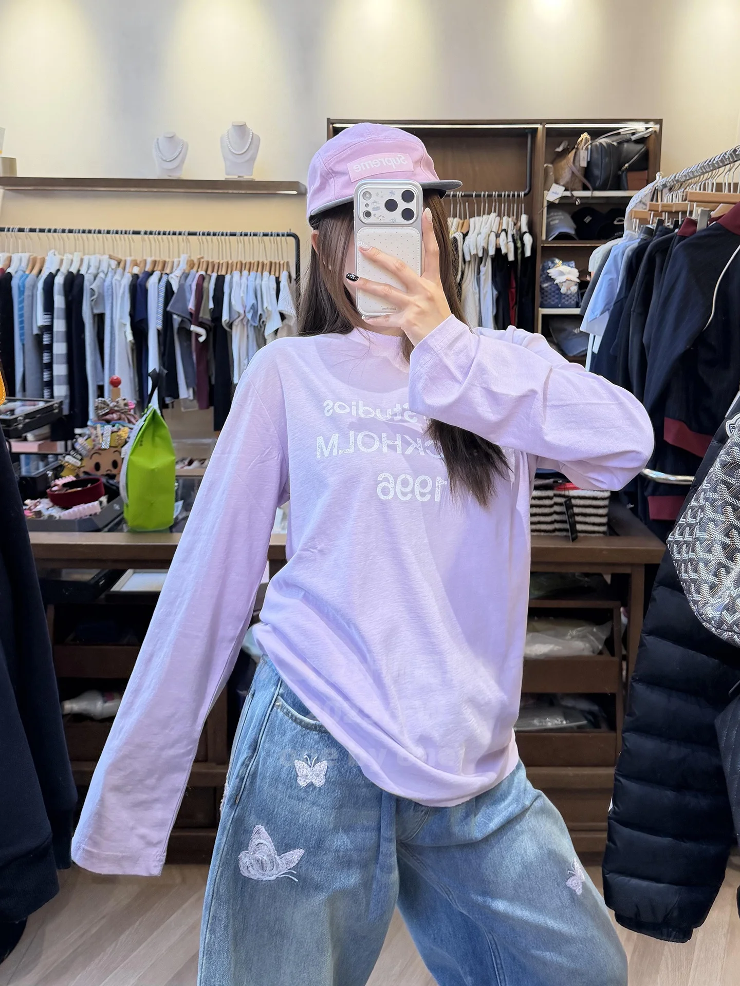 

Loose Long Sleeve Women's T-shirt UV Protection Printed Casual Cotton round Neck Sunscreen Top for Spring Summer Fashion