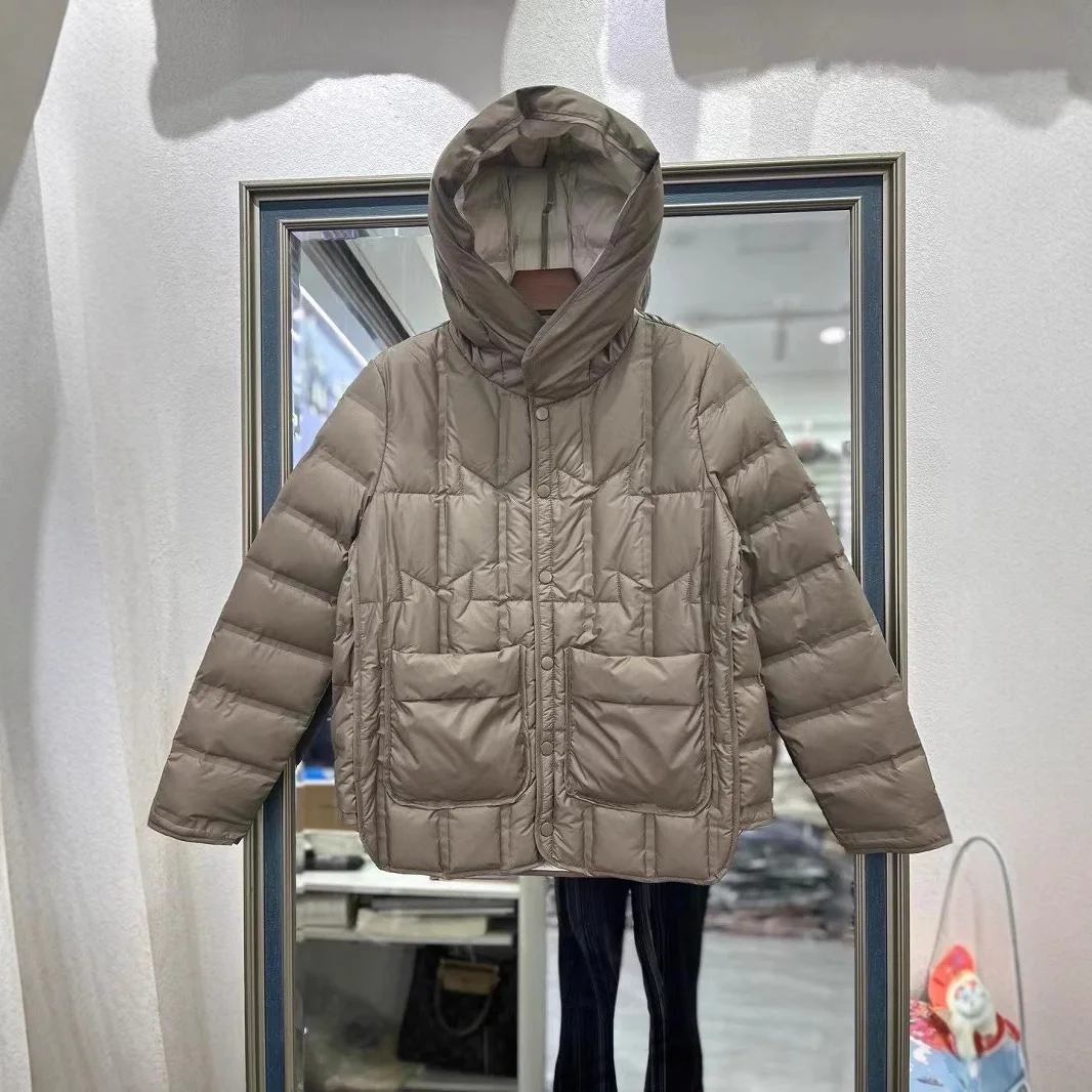 2025 جديد المرأة الخريف والشتاء 90% بطة بيضاء أسفل الكورية نمط ضوء مقنعين بلون سترة دافئة سترة نسائية #5