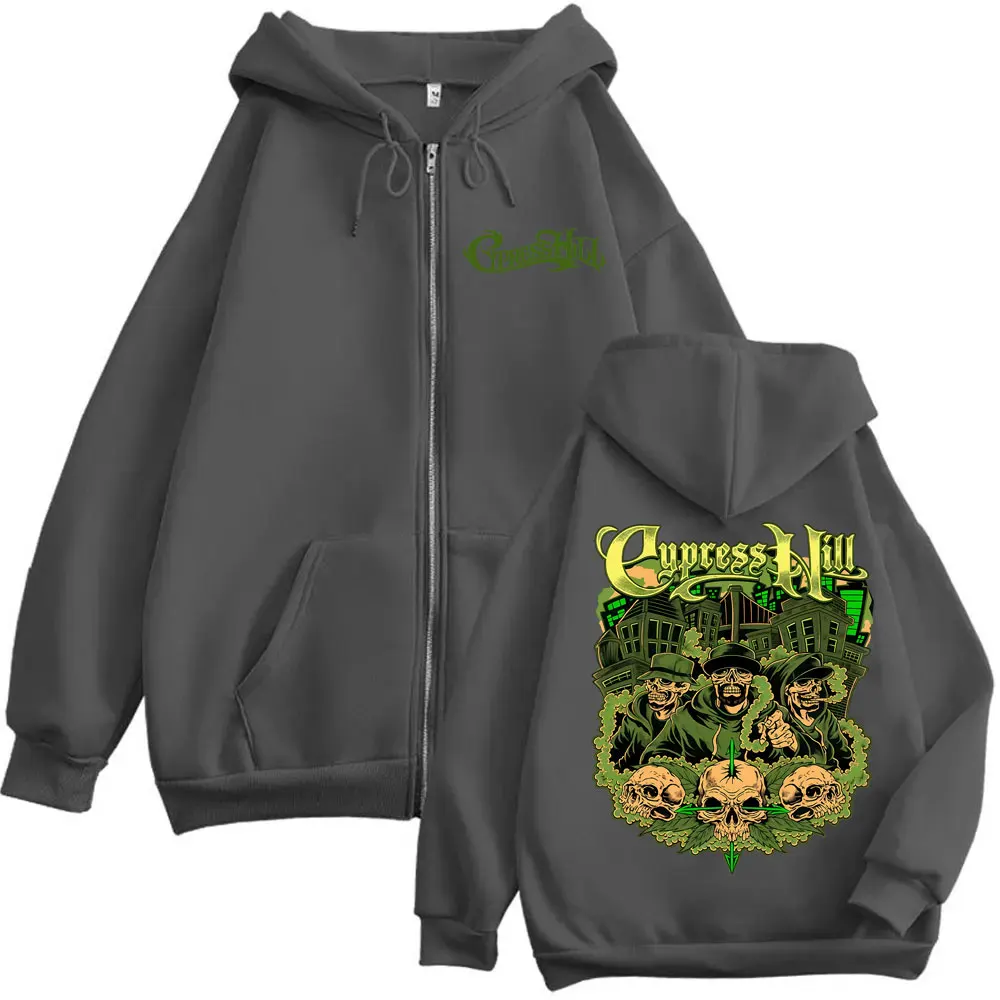 Limited Rapper Cypress Hill Skeleton Zipper Hoodie Men Women Hip Hop Fashion Oversized Zip Up Jacket Coat Male Casual Hoodies