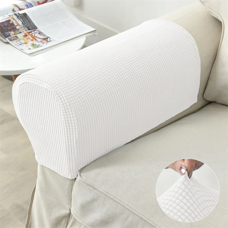 2-teiliges Set Stretch-Sofa-Armlehnenbezug Polar Fleece Schmutzabweisender Couch-Sessel Möbelschutz-Bezüge Einfarbig Wohnungsdekoration – Detail 6